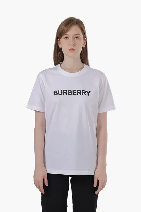 BURBERRY Women Organic Cotton Logo Print T-Shirt in White
