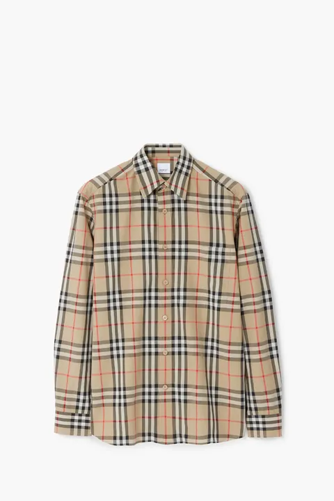 BURBERRY Men Check Regular Fit Shirt in Archive Beige Cotton