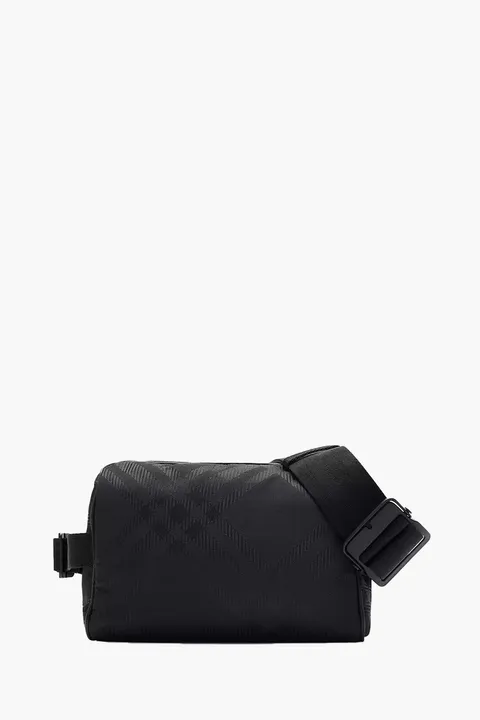 BURBERRY Check Jacquard Belt Bag in Black