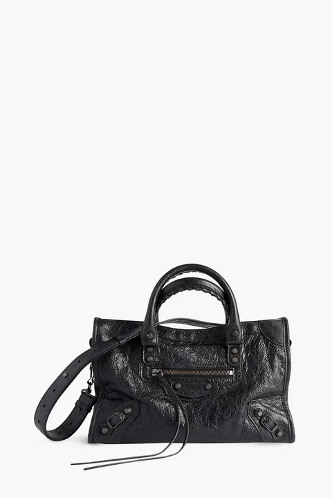 BALENCIAGA Small Le City Bag in Black Brass Hardware Arena Storico Lambskin