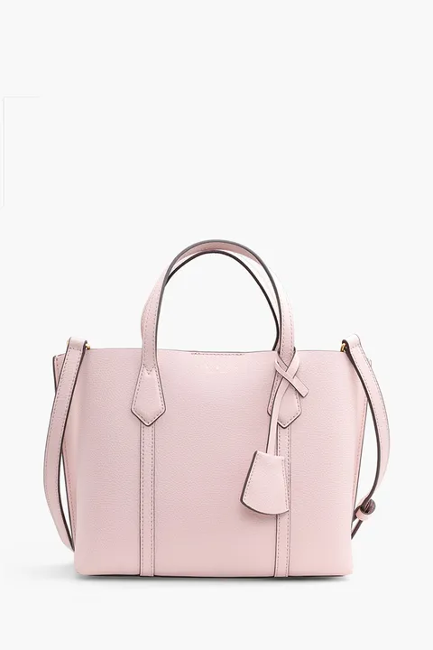 TORY BURCH Small Perry Color Block Triple Compartment Tote in Shell Pink Multicolors