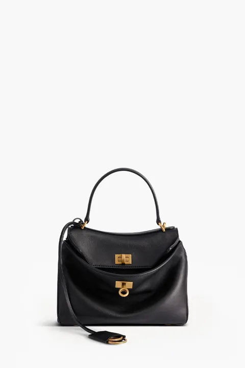 BALENCIAGA Mini Rodeo Handbag in Black Smooth Calfskin GHW