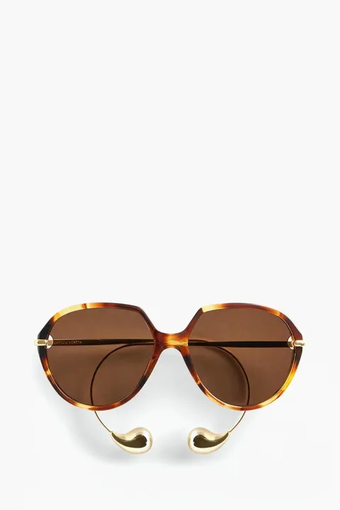 BOTTEGA VENETA Drop Square Sunglasses in Havana/Brown Acetate