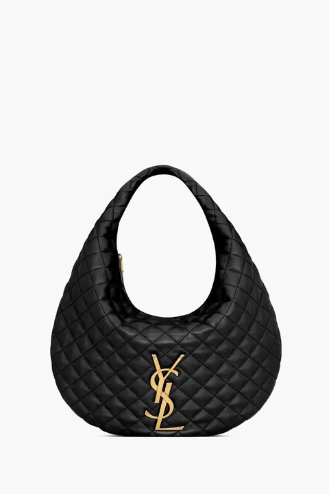 SAINT LAURENT Icare Hobo Bag in Black Quilted Nappa Lambskin Bronze Hardware
