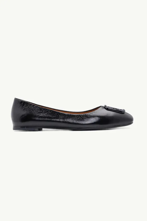 TORY BURCH Georgia Square-Toe Ballerina in Black