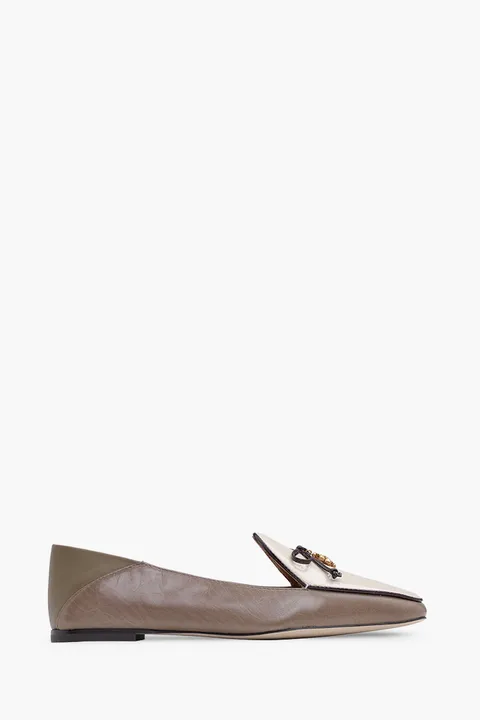 TORY BURCH Charm Loafers in Olive/Brie Calf