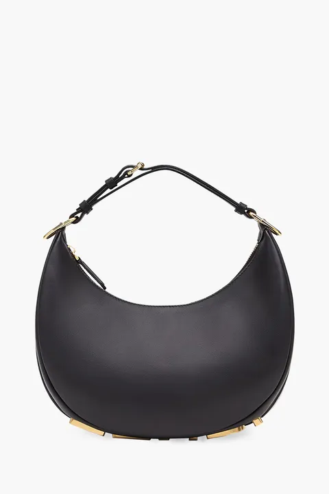 FENDI Small Fendigraphy Hobo Bag in Black Calf Leather