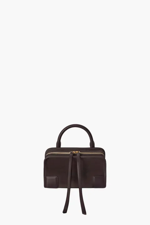 LOEWE Mini Amazona 180 Handbag in Dark Brown Suede Calfskin