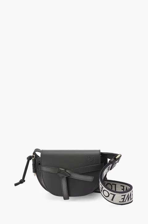 LOEWE Mini Gate Dual Bag in Black Soft Calfskin x Jacquard