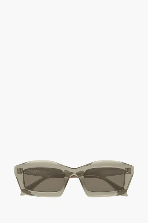 ALAIA Rectangle Sunglasses in Brown Transparent/Brown Acetate