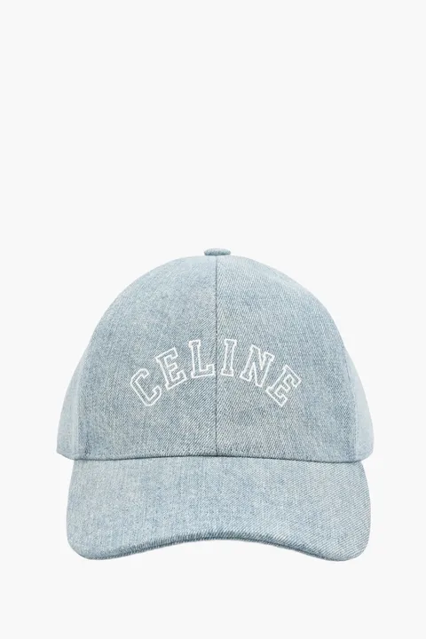 CELINE Women Logo Baseball Cap in Sky Blue Denim