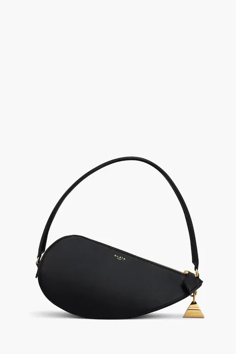 ALAIA Le Demi Coeur Shoulder Bag in Black Goatskin