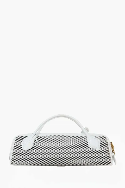 ALAIA Small Le Teckel Bag in White Perforated Calfskin x Lambskin