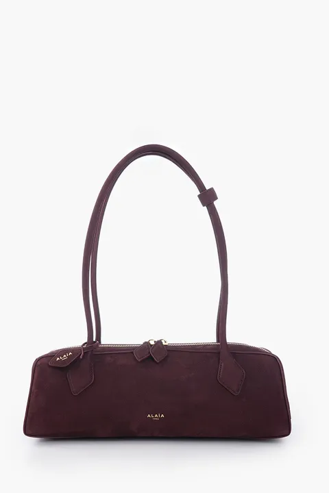 ALAIA Le Teckel Medium Bag in Burgundy Nubuck