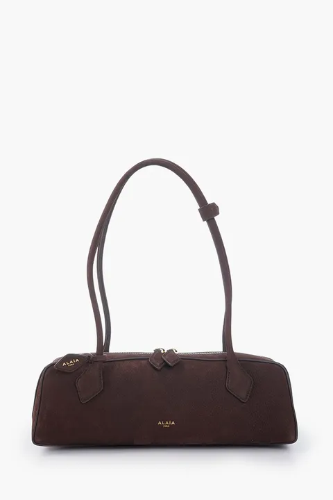 ALAIA Le Teckel Medium Bag in Golden Brown Nubuck