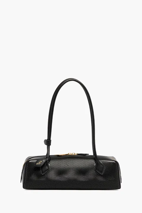 ALAIA Medium Le Teckel Bag in Black Perforated Leather