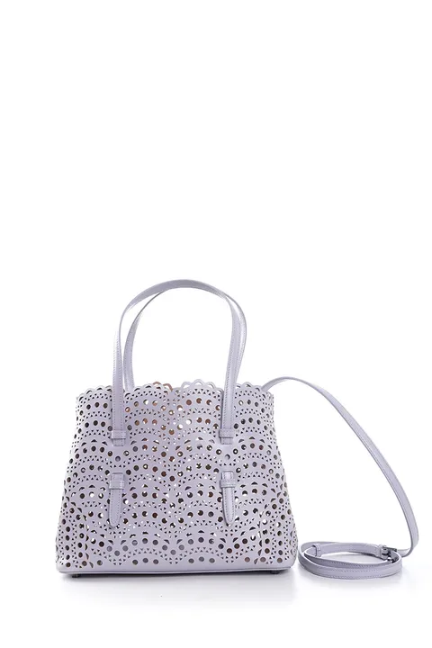 ALAIA Mina 25 Lasered Handbag in Lavender with Inner Pouch