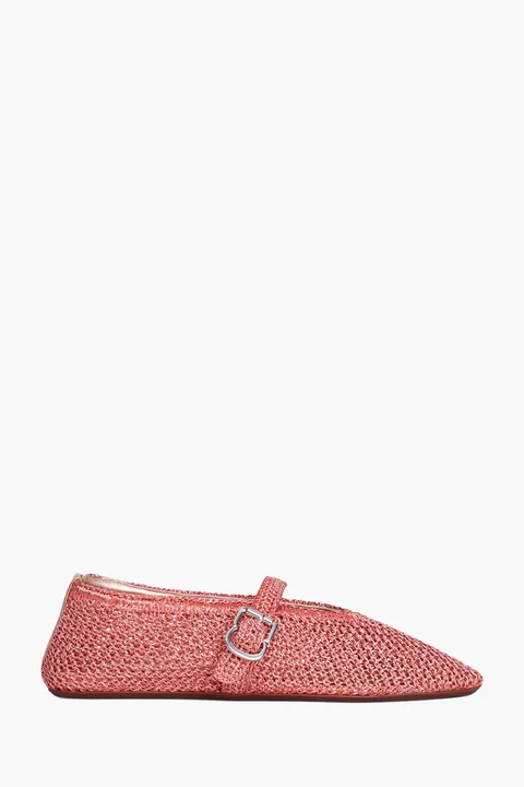 ALAIA Ballet Flat Shoes in Coral Knitted Lurex