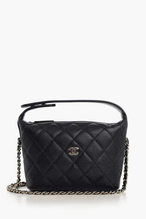 CHANEL C25 Classic Hobo Shoulder Bag in Black Caviar Leather LGHW with Chain
