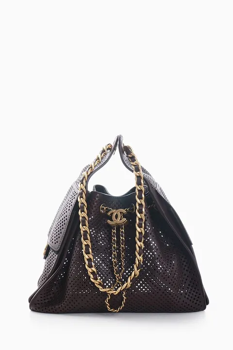 CHANEL C25 Small Bag in Dark Brown Perforated Calfskin GHW