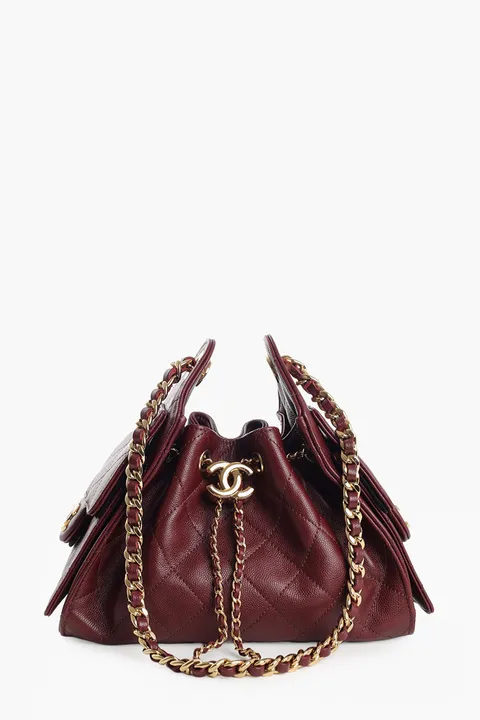 CHANEL Mini 25 C25 Handbag in Burgundy Caviar Leather GHW
