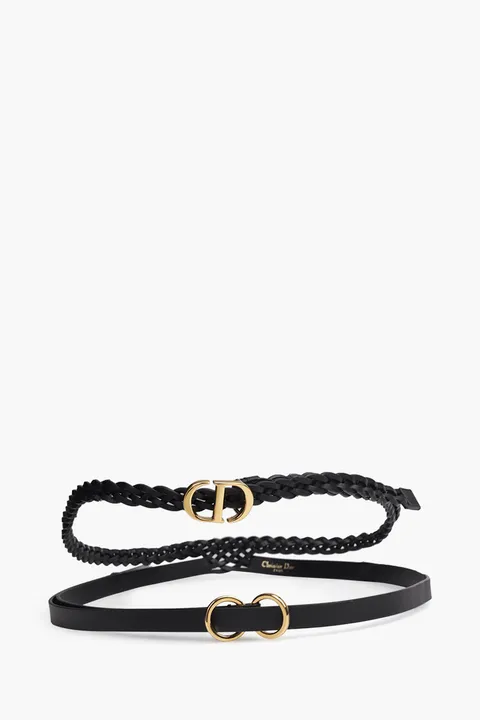 CHRISTIAN DIOR Diordouble Belt in Black Leather