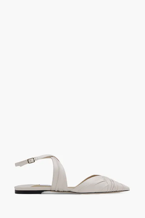 JIMMY CHOO Women Basil Crossover Flats in Latte Leather