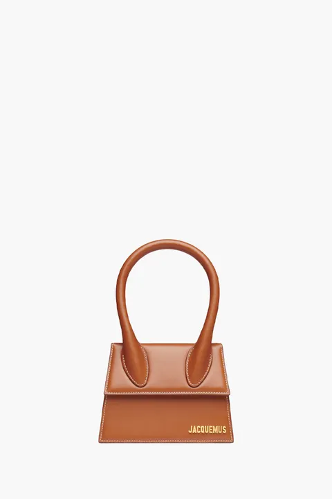 JACQUEMUS Le Chiquito Moyen Hand Bag in Light Brown Calfskin