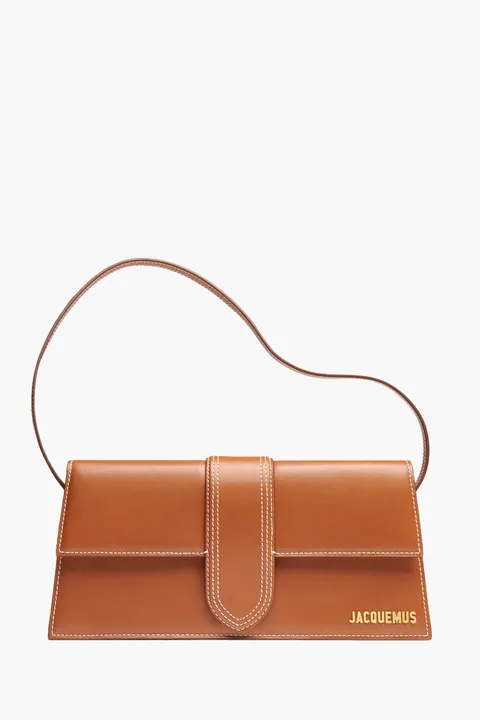 JACQUEMUS Le Bambino Long Shoulder Bag in Light Brown Cowskin