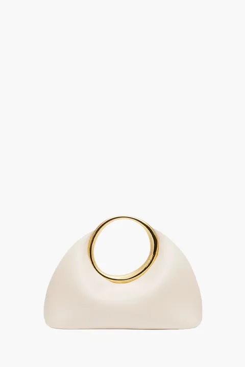 JACQUEMUS Le Petite Calino Handbag in Light Ivory Lambskin GHW