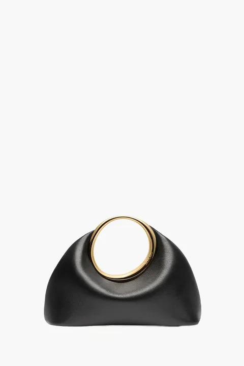 JACQUEMUS Le Petite Calino Handbag in Black Lambskin GHW