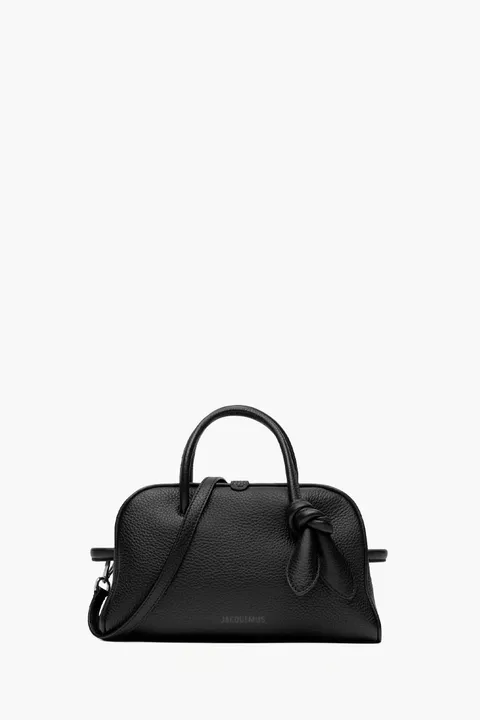 JACQUEMUS Le Petite Turismo Bowling Bag in Black Calfskin