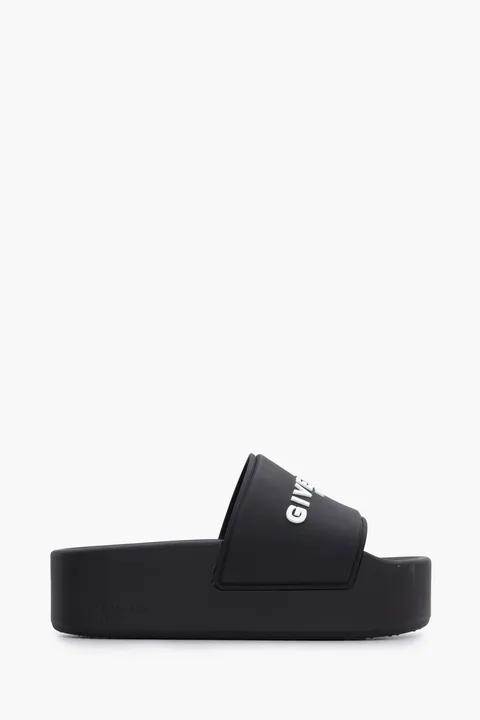 GIVENCHY Women Logo Platform Slides in Black Rubber