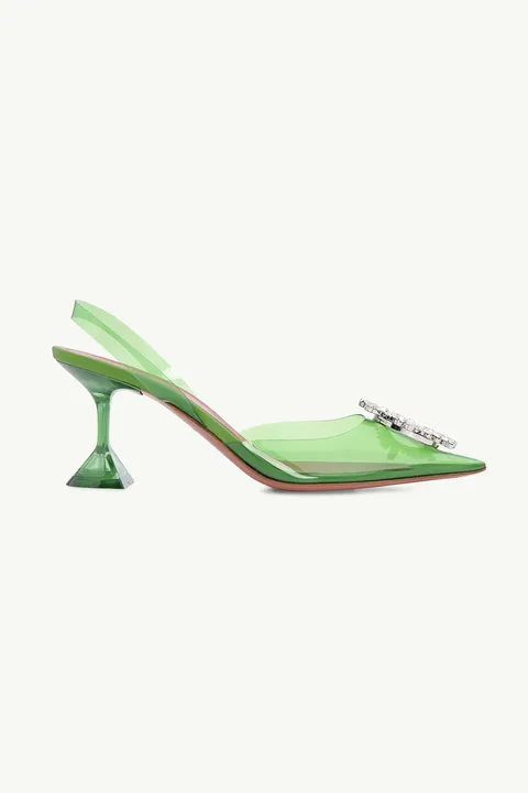 AMINA MUADDI Women Begum Glass Slingback PVC Pumps 70mm in Jungle
