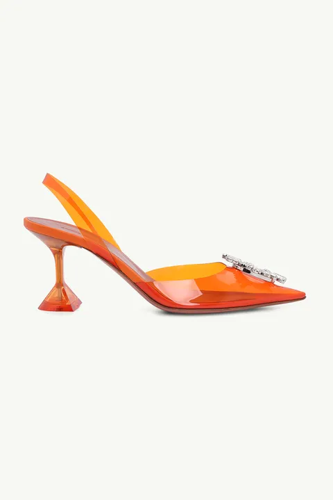 AMINA MUADDI Women Begum Glass Slingback PVC Pumps 70mm in Orange