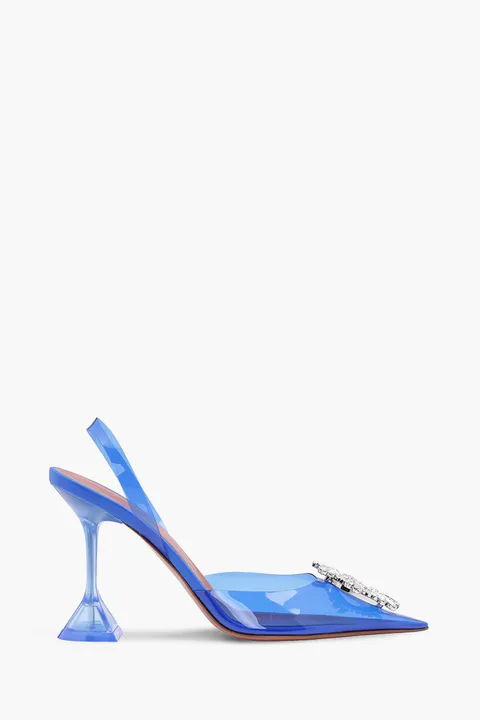 AMINA MUADDI Women Begum Glass Slingback PVC Pumps 95mm in Electric Blue