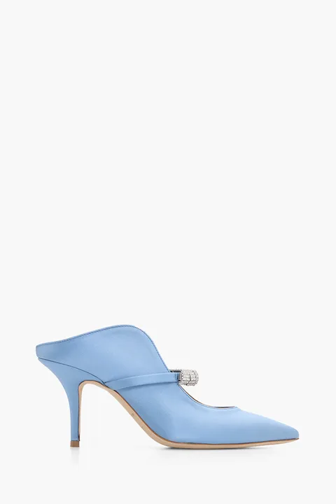 MALONE SOULIERS Bella Pumps 70mm in Baby Blue/Baby Blue Satin