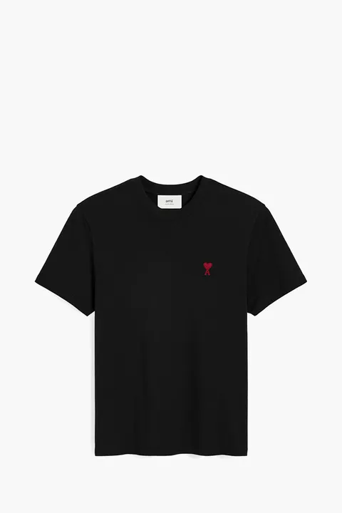 AMI Unisex Ami De Coeur T-shirt in Black Organic Cotton Jersey
