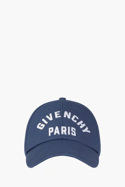 GIVENCHY Embroidered Logo Baseball Cap in Blue Cotton