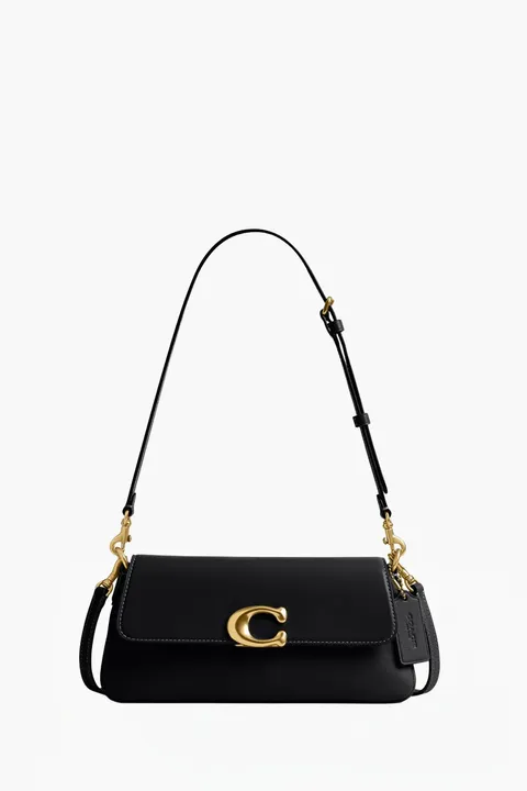 COACH Jet Shoulder Bag in Black Calfskin GHW