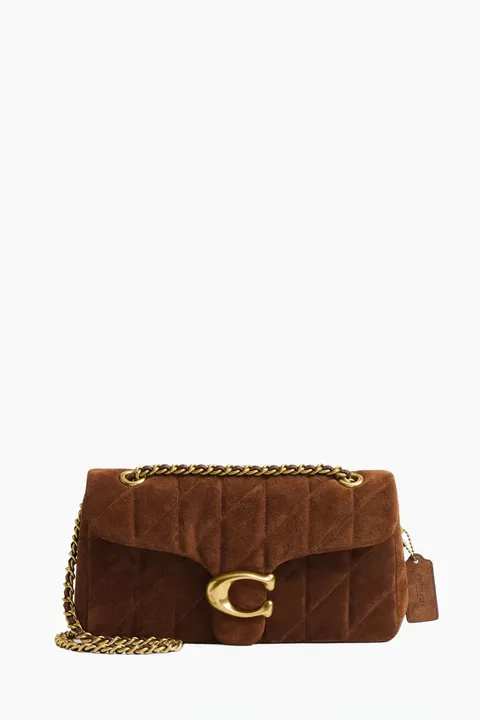 COACH Tabby Shoulder Bag 26 in Warm Brown Quilted Suede