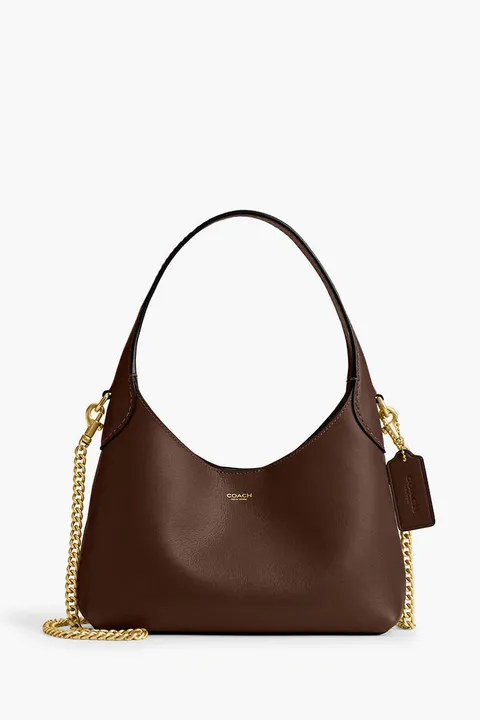 COACH Brooklyn Shoulder Bag 23 in Mapel Natural Grain Leather with Detachabel Chain Strap