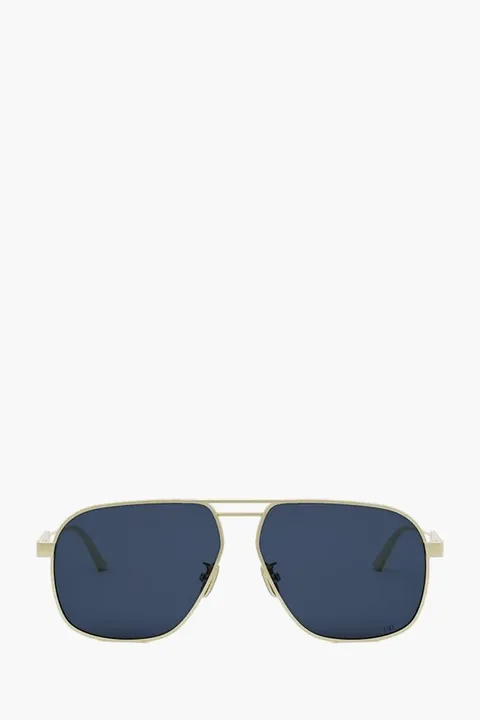 CHRISTIAN DIOR DiorCannage A3U Pilot Sunglasses in Shiny Yellow Gold/Blue Metal