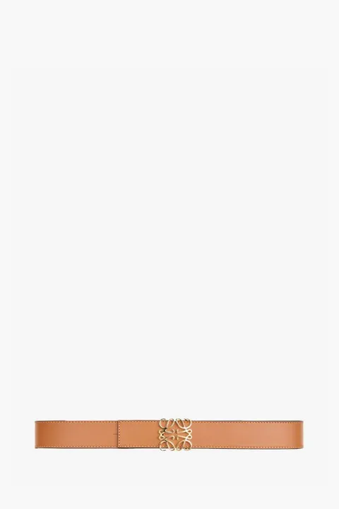 LOEWE Anagram Reversible Belt 35mm in Tan/Black/Gold Smooth Calfskin