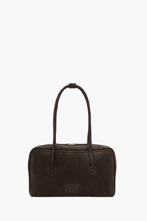 MARGESHERWOOD Soft Boston Shoulder Bag in Hush Nubuck Shrunken Grain Cow Leather