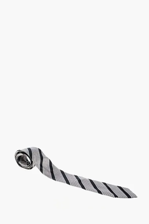 EMPORIO ARMANI Men Diagonal Stripes Tie in Grey Silk