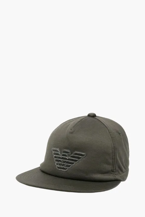 EMPORIO ARMANI Embroidered Eagle Baseball Cap in Black Ink Other Fibers
