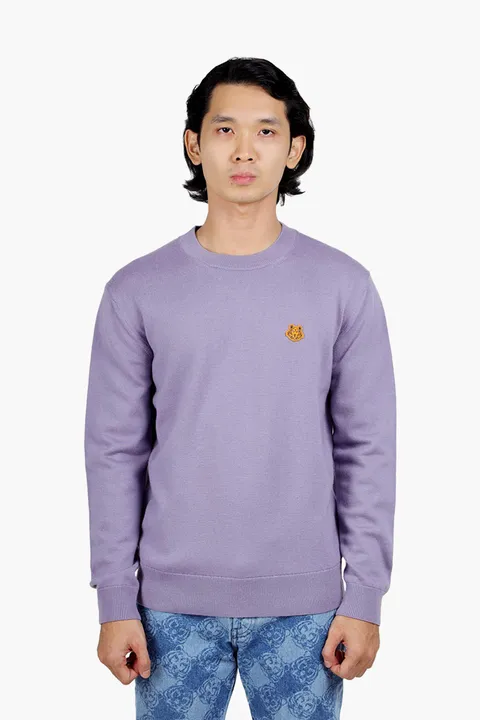 KENZO Men Tiger Crest Merino Wool Jumper in Deep Violet