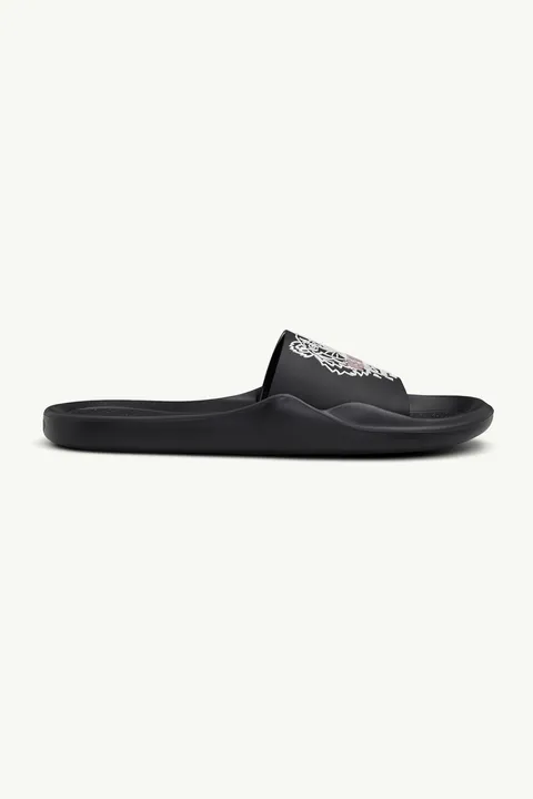 KENZO Women Tiger Pool Slides in Black/Soft Pink