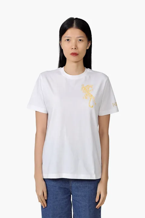 KENZO Women 'Climbing Tiger' Loose Fit T-Shirt in White
